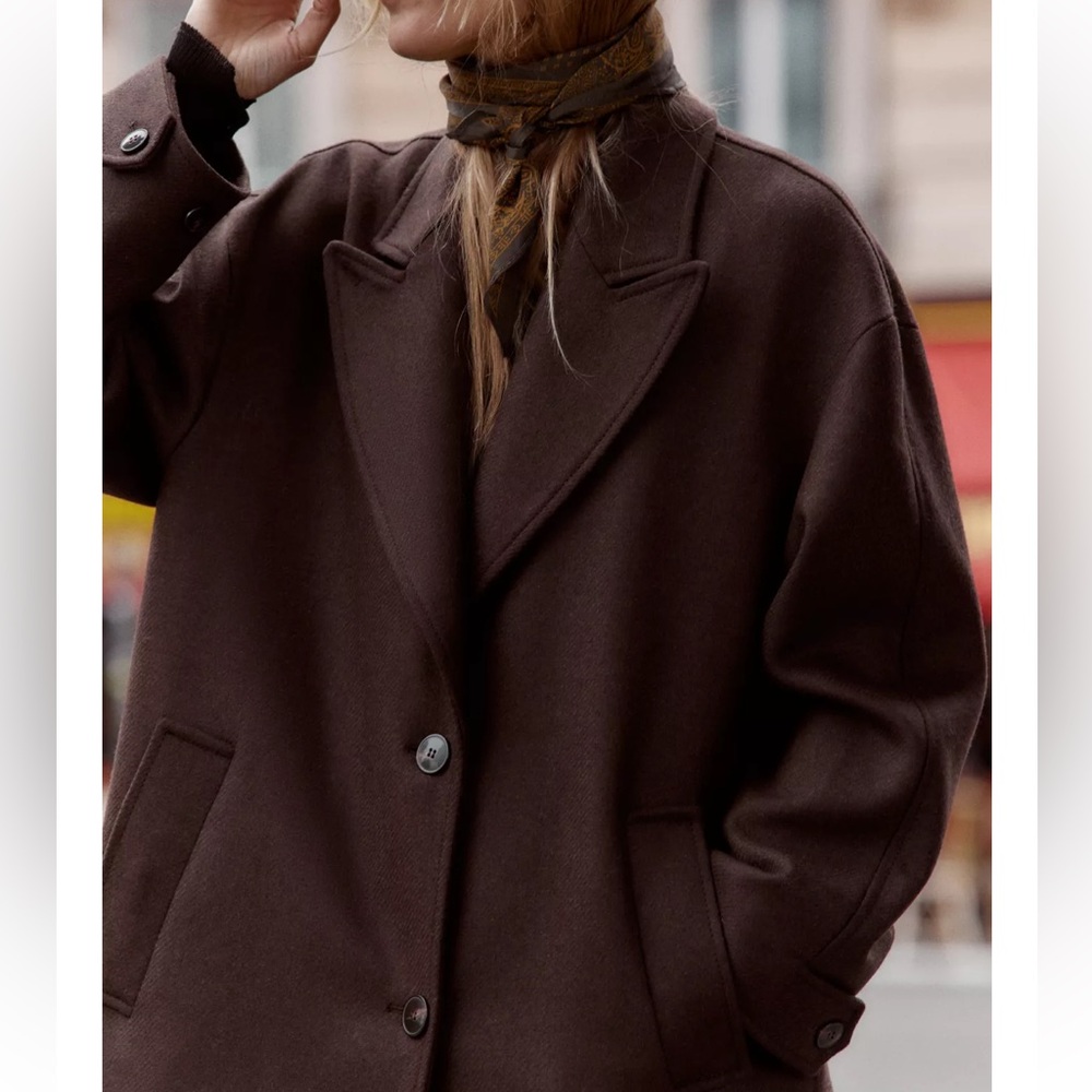 Zara Chocolate Brown Trench Coat NWT - Picture 10 of 16